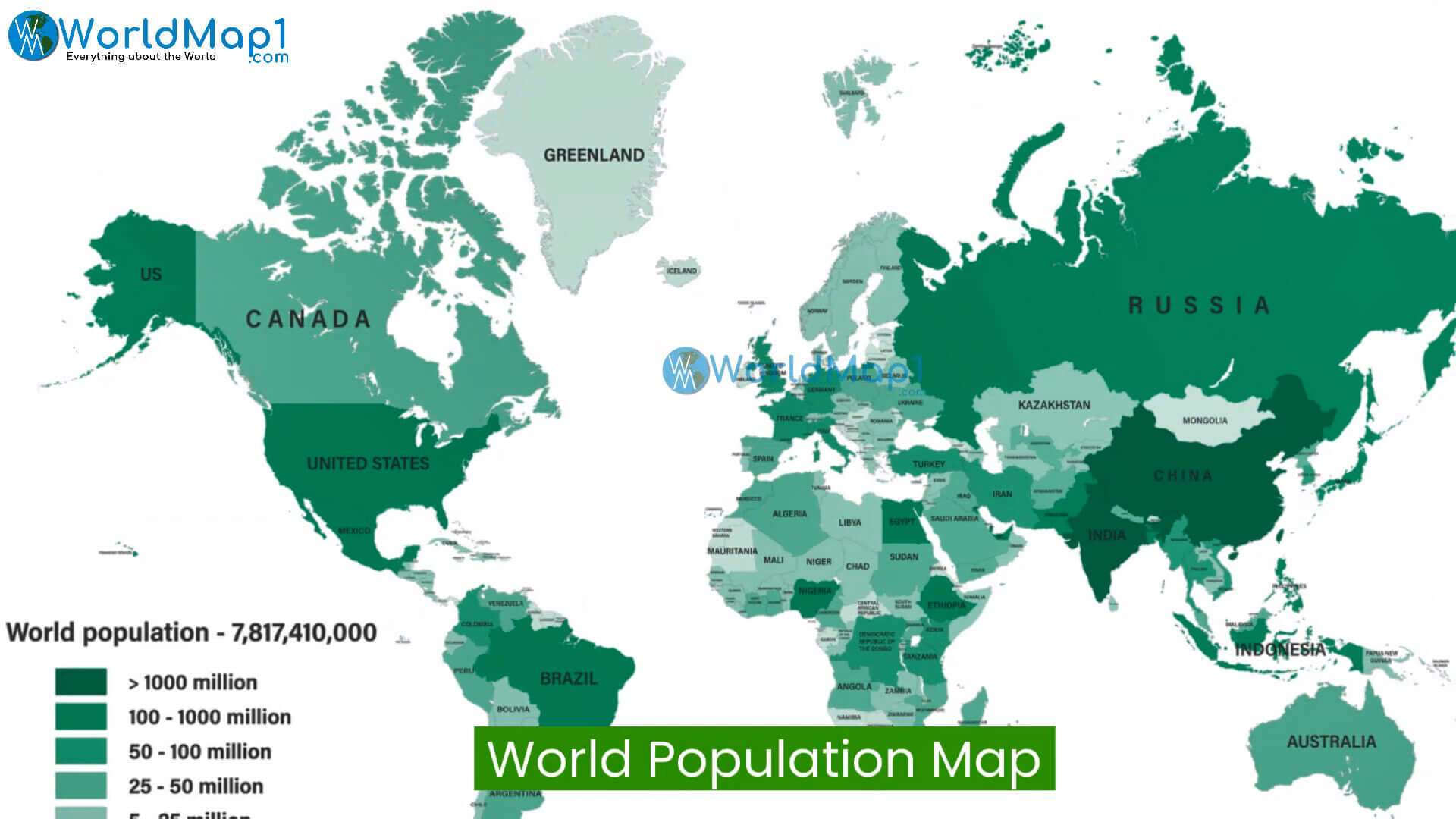 Bevölkerungskarte der Länder der Welt